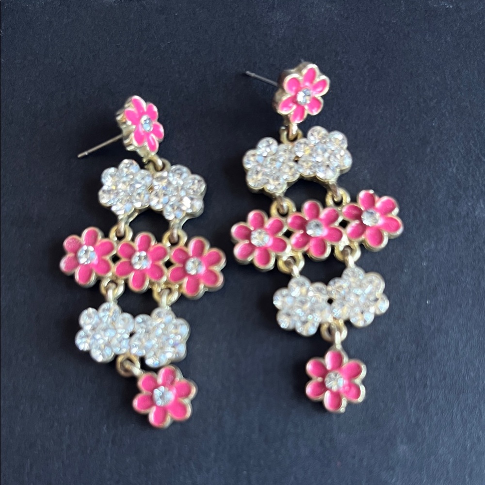 Francesca's Collections Pink Silver and Gold Dangle Earrings